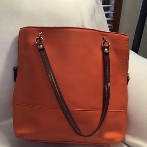 Orange canvas handbag